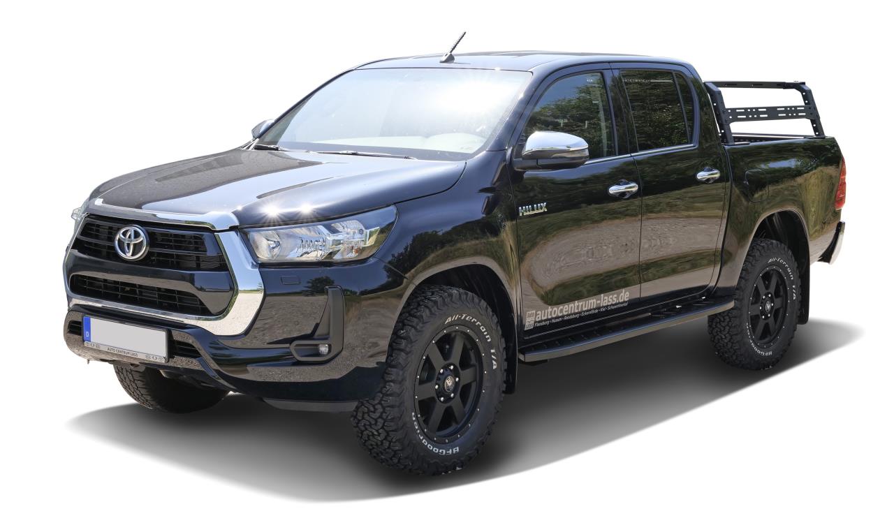 Black matt structured running boards suitable for Toyota Hilux Double Cab. (2015-)
