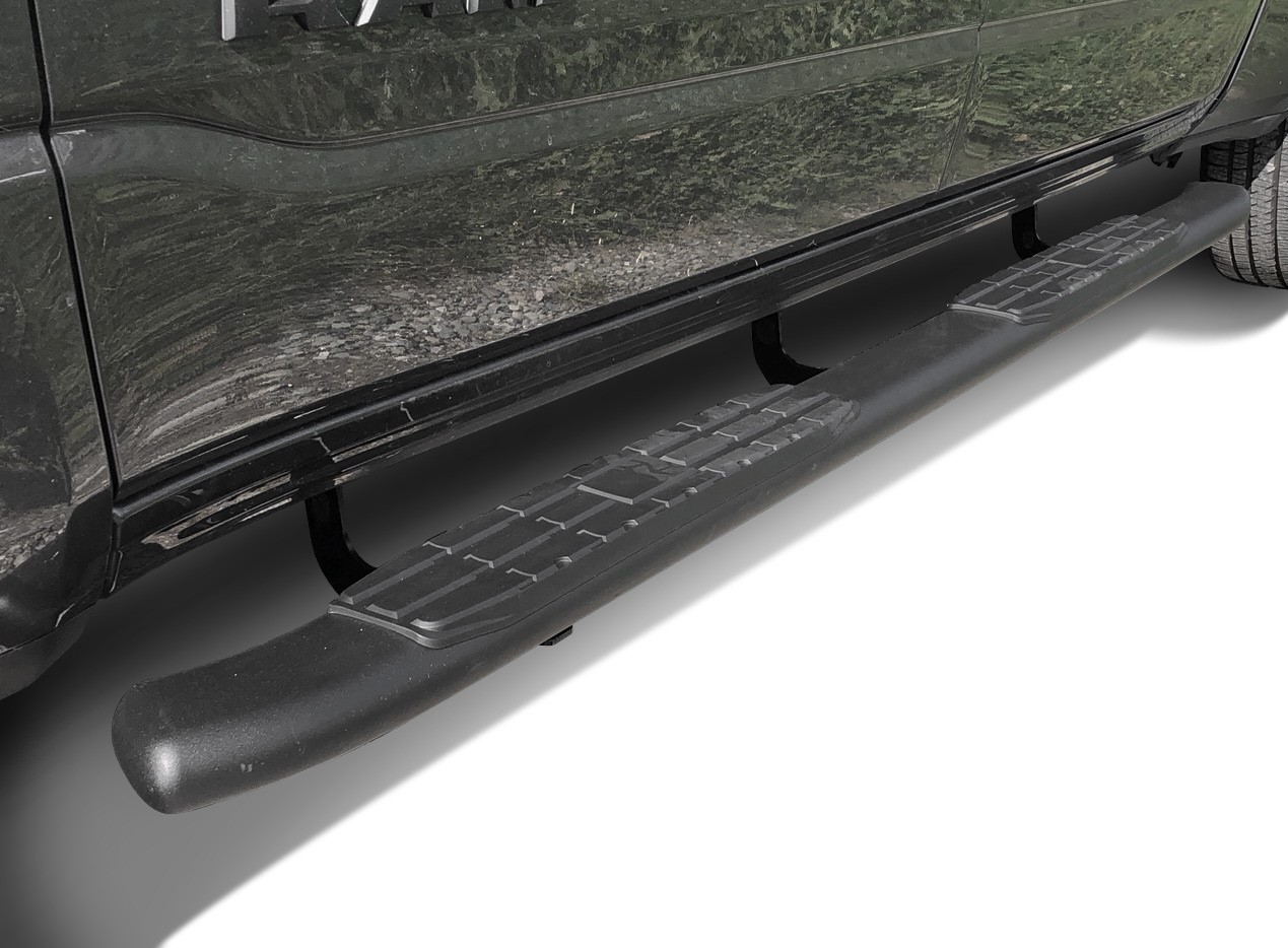4" schwarze strukturierte Schwellerrohre passend für Dodge Ram Crew Cabine (2019-)