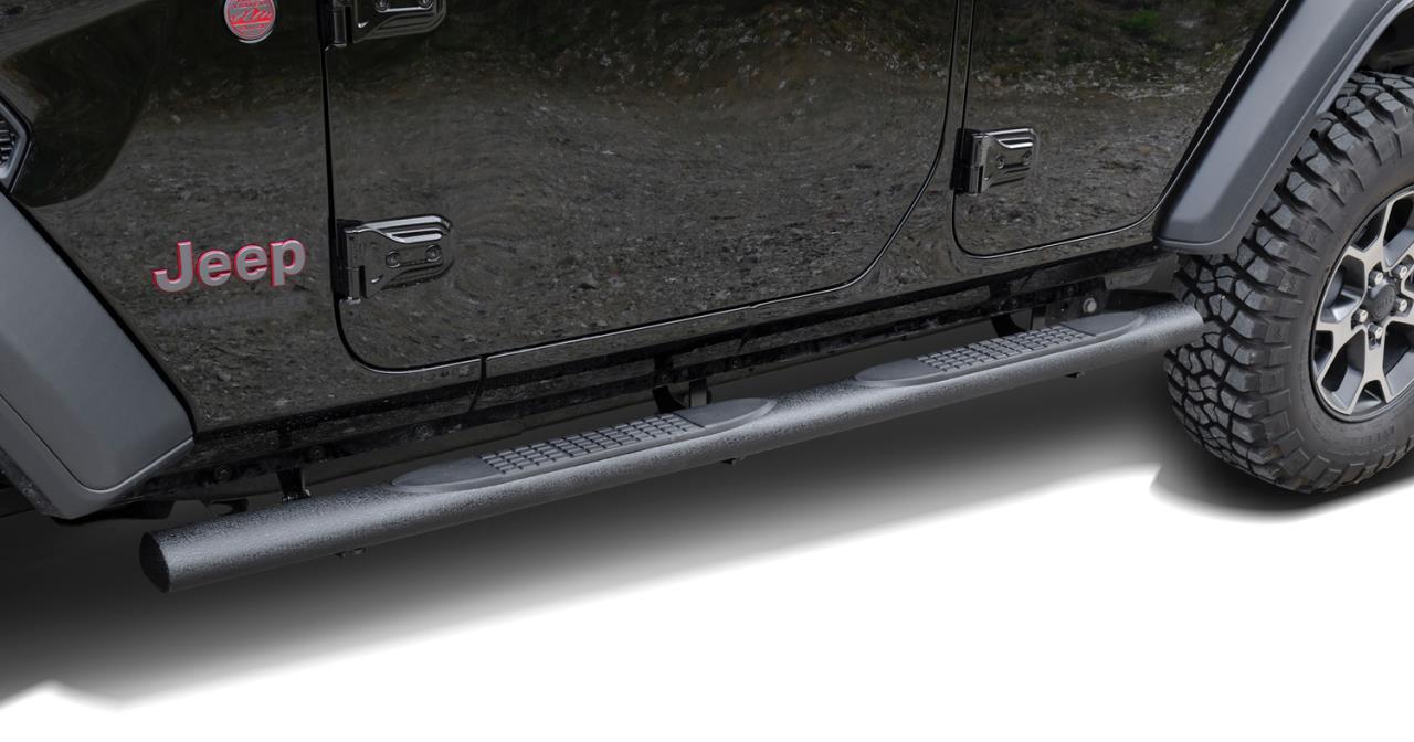 Black powder coated sidebars Ø 100 mm suitable for Jeep Wrangler JL 4-Doors (2018-)
