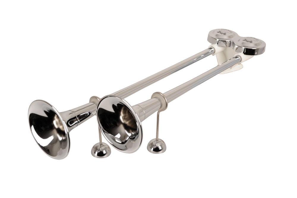 Compressed air double horn 64/54 cm + 24 V solenoid valve + tube