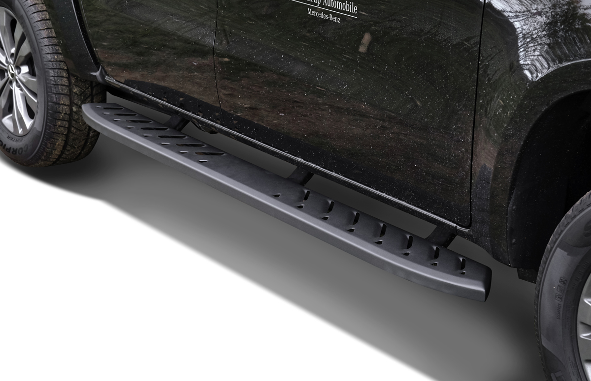 Schwarz matte Trittbretter passend für Mercedes-Benz X-Klasse Doppelkabine (2017-2020)