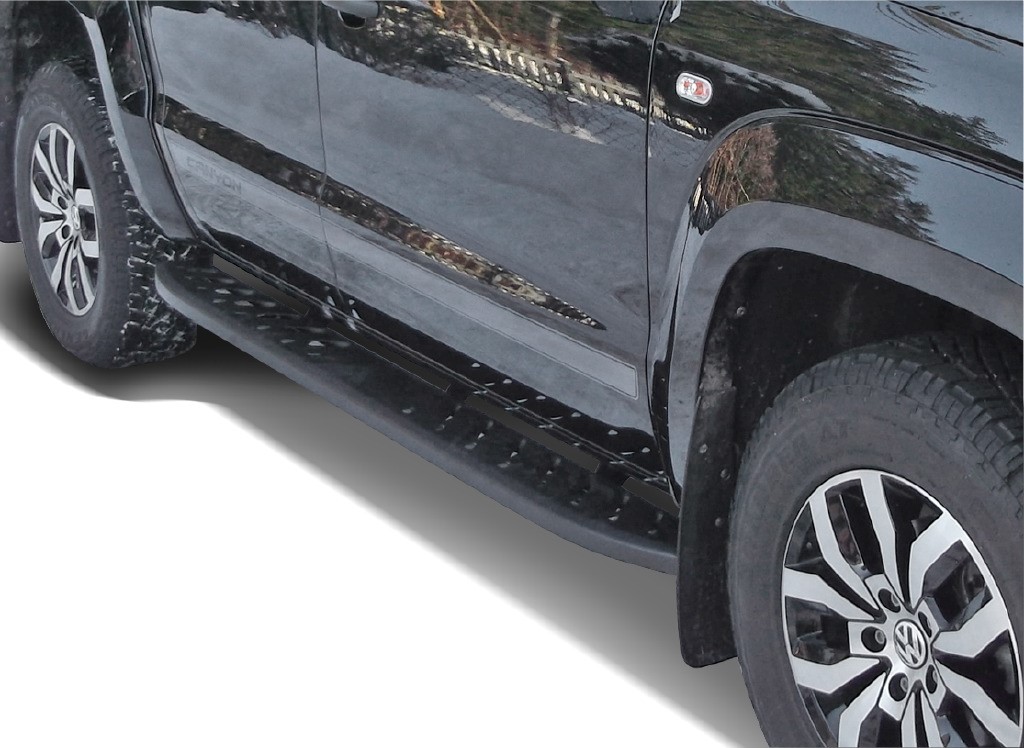 Black powder coated running boards suitable for VW Amarok Double Cabine (2010-2020)