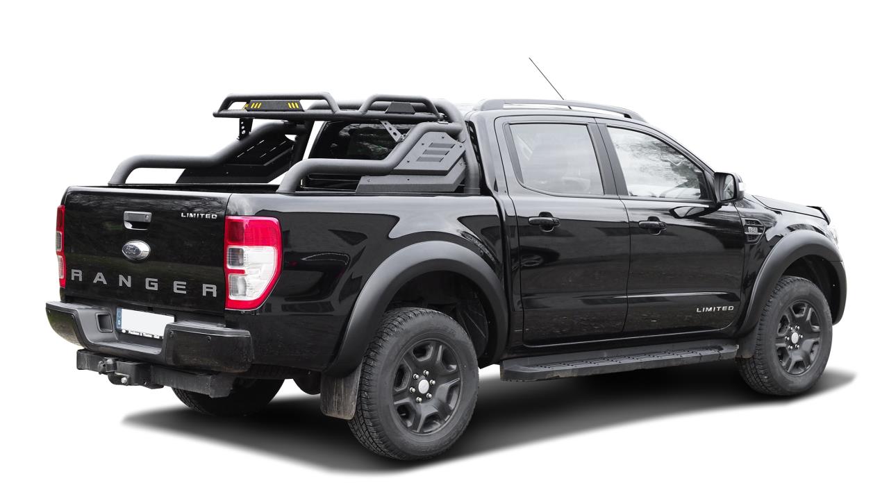 Black Stealth Überrollbügel mit Gepäckkorb passend für Ford Ranger (19-22) & Ranger Raptor (19-22)