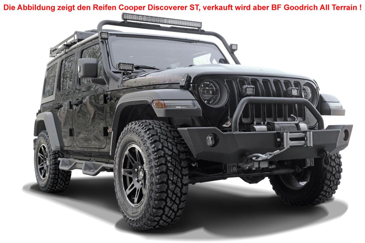 Kompletträder W-TEC Extreme 8,5x17 schwarz-silber mit 285/70R17 BF Goodrich All Terrain passend für Jeep Wrangler JL (2018-)