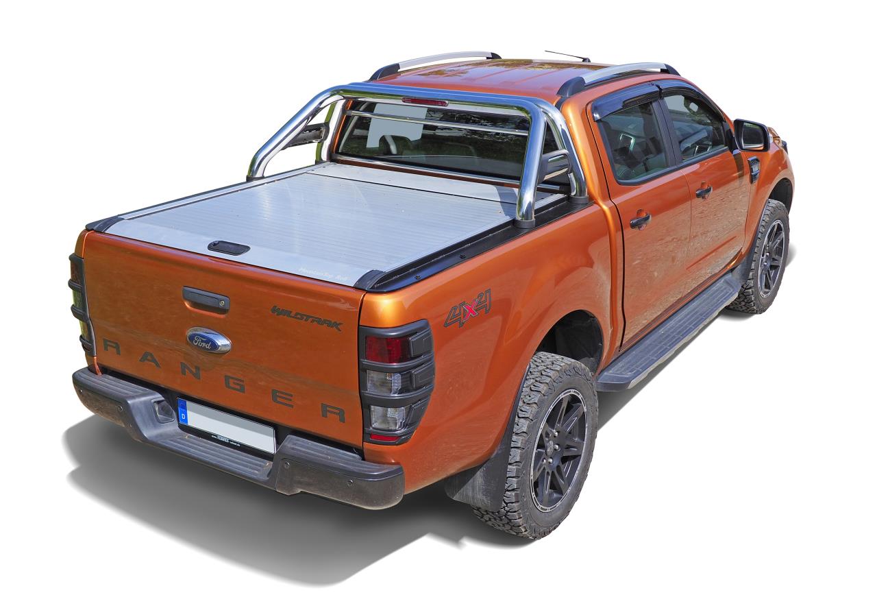 Edelstahl Überrollbügel + Set Montageschienen Rollcover passend für Ford Ranger (2016-2022) & Ranger Raptor (2019-2022)