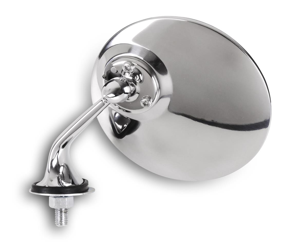 1x Side mirror (driver's side) Ø 100 mm metal chrome plated and stainless steel