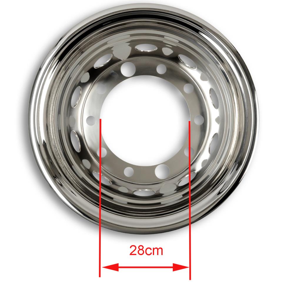 Complete set of stainless steel rim liners for 1 wheel - 32mm - fits 22.5" steel rims