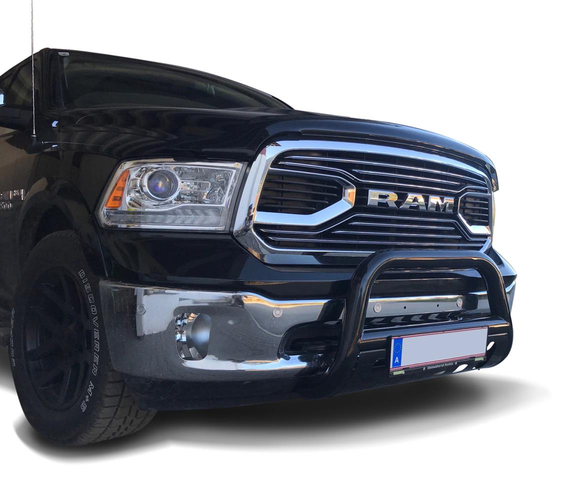 Black powder coated bullbar with skid plate suitable for Dodge Ram 1500 (2009-2018)