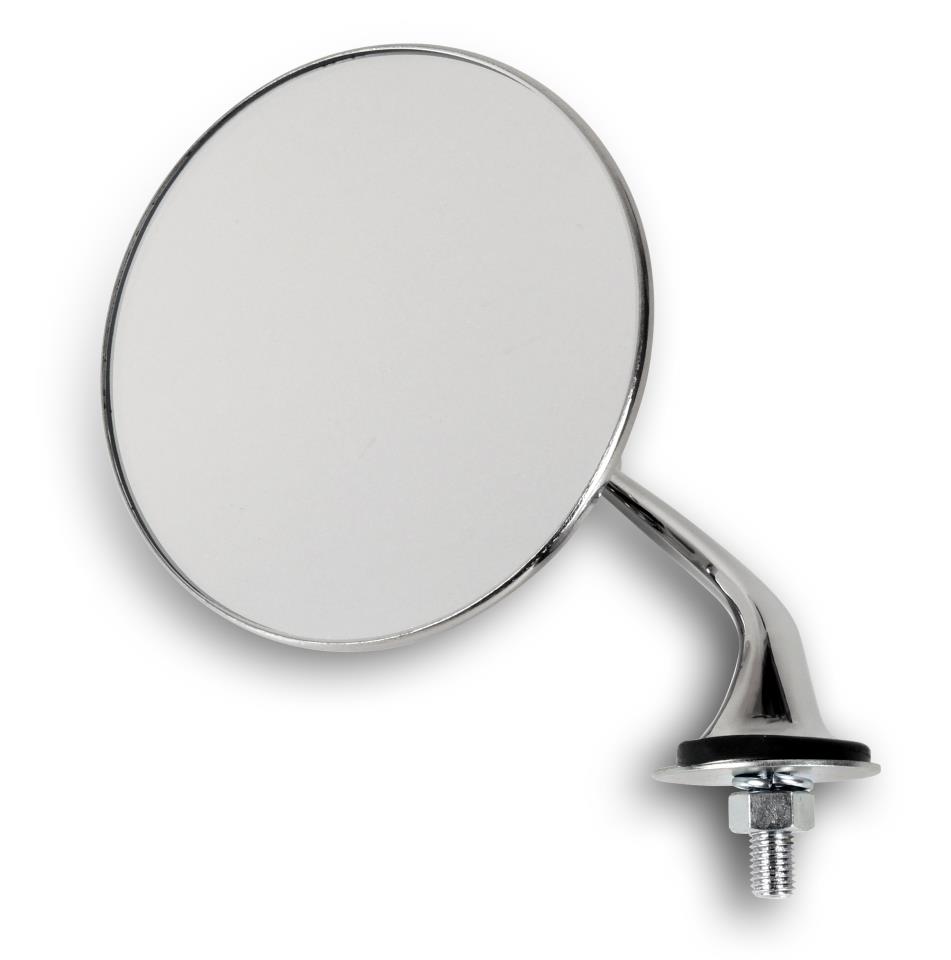 1x Side mirror "Lucas Style" (driver's side) Ø 100 mm metal chrome plated and stainless steel