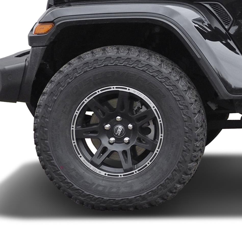 Kompletträder W-TEC Extreme 8,5x17 (schwarz-silber) mit 315/70R17 BF Goodrich All Terrain passend für Jeep Gladiator JT (2019-)
