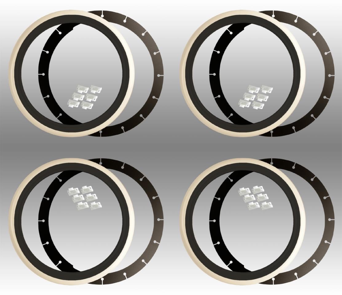 Whitewall rings - black/white - 15 inch - 4 pieces - suitable for steel rims