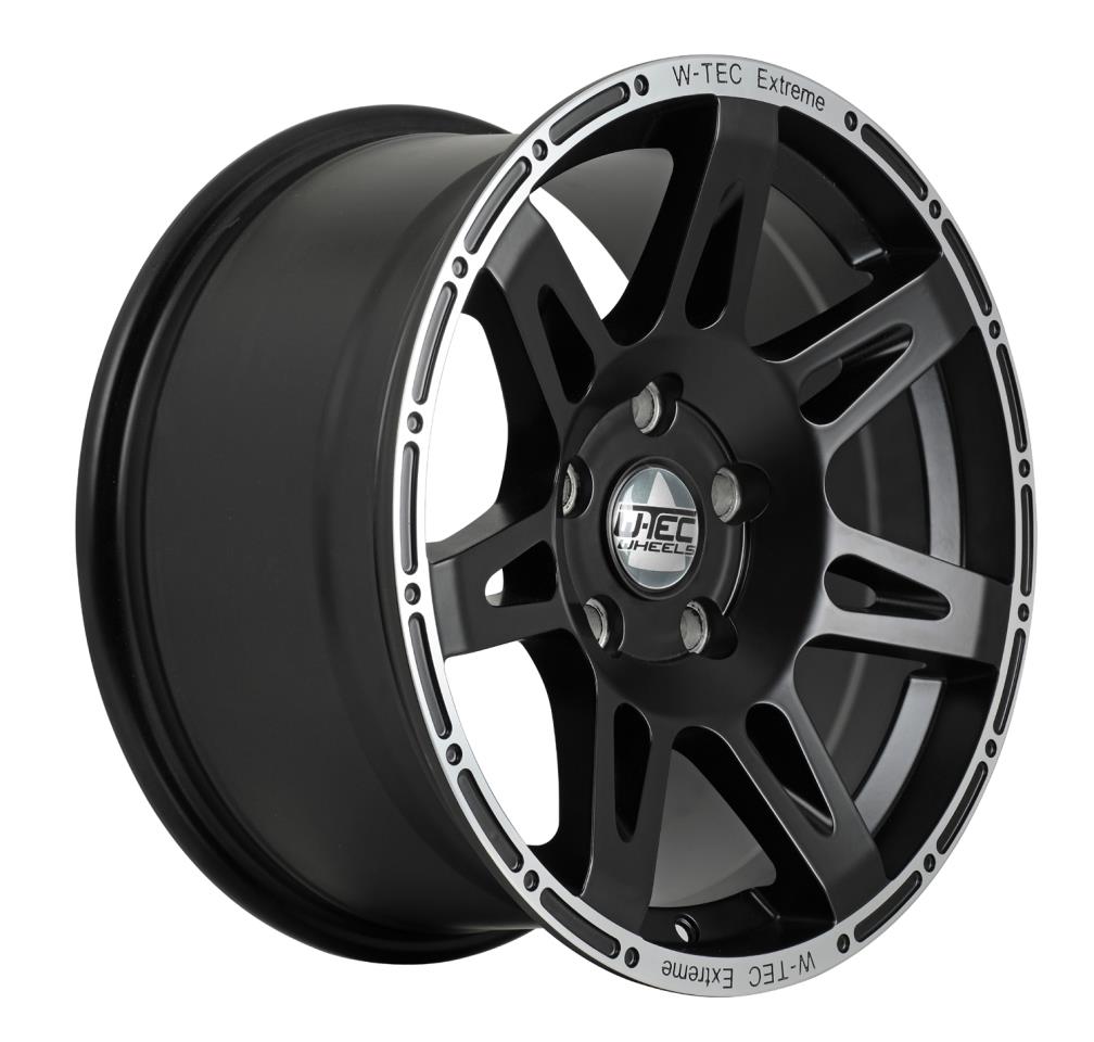 Complete wheels W-TEC Extreme 8,5x17 black-silver with 285/70R17 BF Goodrich All Terrain fits Jeep Wrangler JL (2018-)